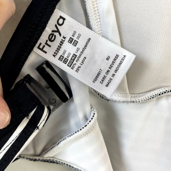 Freya Tootsie Black One Piece Swimsuit Striped 36D - Picture 2 of 8